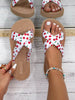 Women's Flat Sandals Cherry Print Fashion Shoes Thick Sole Textured Summer Beach Slippers